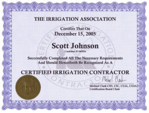 Irrigation Association Certified Irrigation Contractor