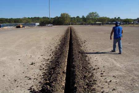 Trenches dug with a trencher