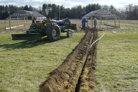 Trenches dug with a trencher