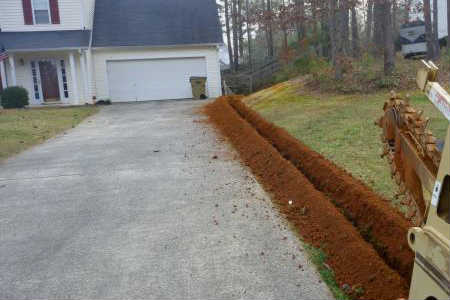 Trenches dug with a trencher